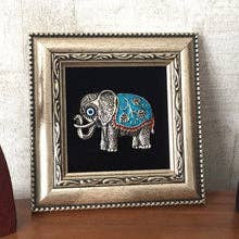 Blue Elephant Evil Eye Framed Home Decor