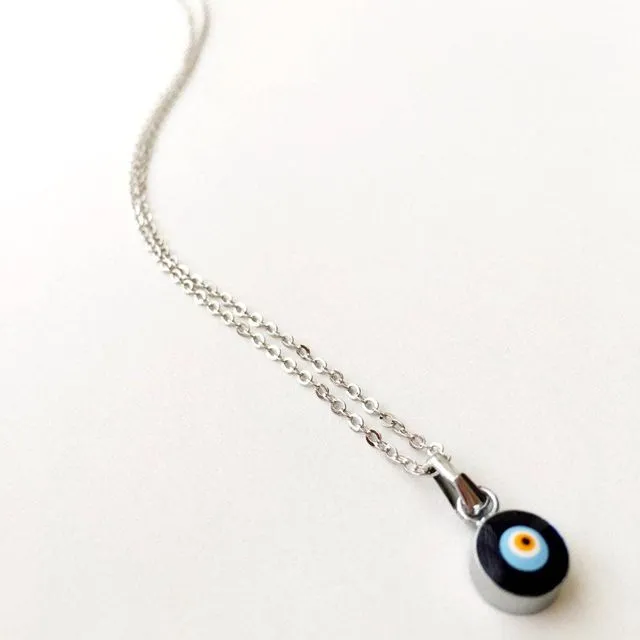 Evil Eye Choker Necklace, Silver Evil Eye Necklace, Blue Evil Eye Necklace