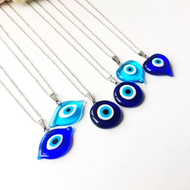 Evil Eye Necklace, Blue Evil Eye Bead, Evil Eye Charm Necklace, Nazar Boncuk