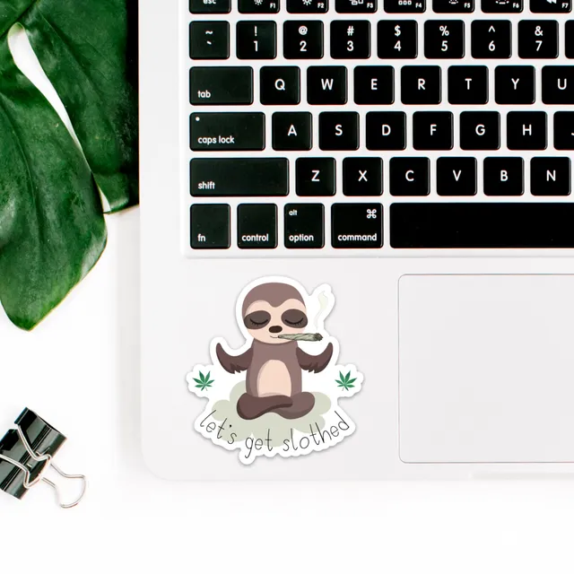 Let's Get Slothed Funny Stoner Sloth Pot Leaf 420 Stickers