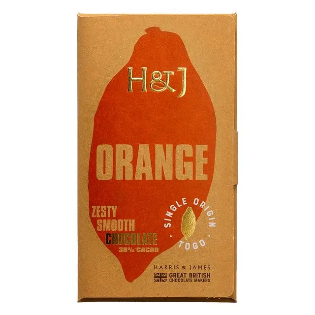 H&J Orange Chocolate Bar - 86g, Case Of 10
