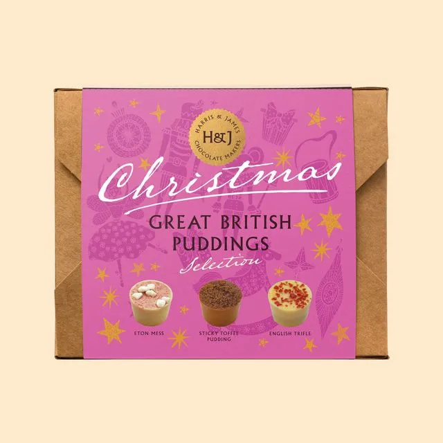 Festive Great British Puddings Individual Chocolate Selection Box (12), Case Of 6