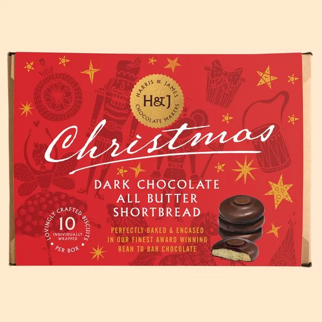 Seasonal Dark Chocolate All Butter Shortbread Biscuits, Case Of 8