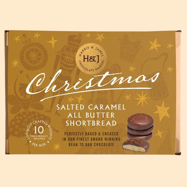 Seasonal Salted Caramel Chocolate All Butter Shortbread Biscuits, Case Of 8