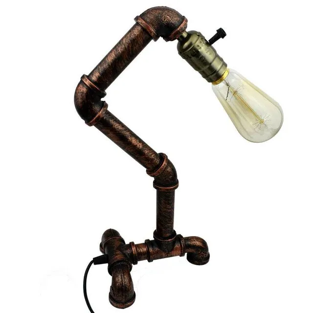 Rustic Red Retro Industrial Table Lamp Lamps E27 Water pipe