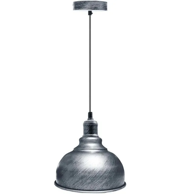 Brushed Silver Retro Pendant Shade Metal Style Lampshade