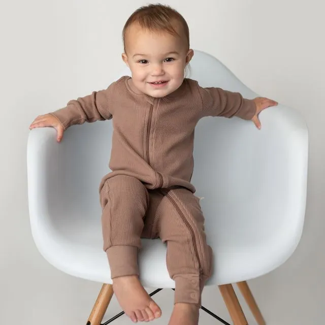 HELLO: Organic Waffle footless Jumpsuit (earth brown)