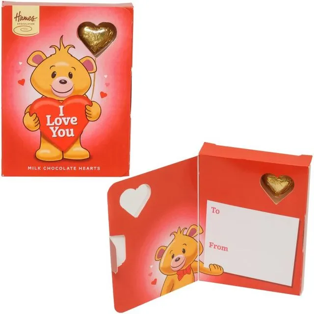 Sentiment Chocolate Heart Card - I Love You. Outer of 14