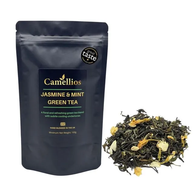 Jasmine and Mint Green Tea, Green Loose Leaf Tea, 100g