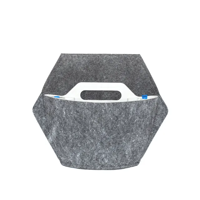 Automatic watering wall pot with grey textile cover.