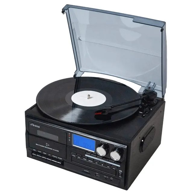 Victor Cosmopolitan 8-in-1 Bluetooth Turntable Music Center