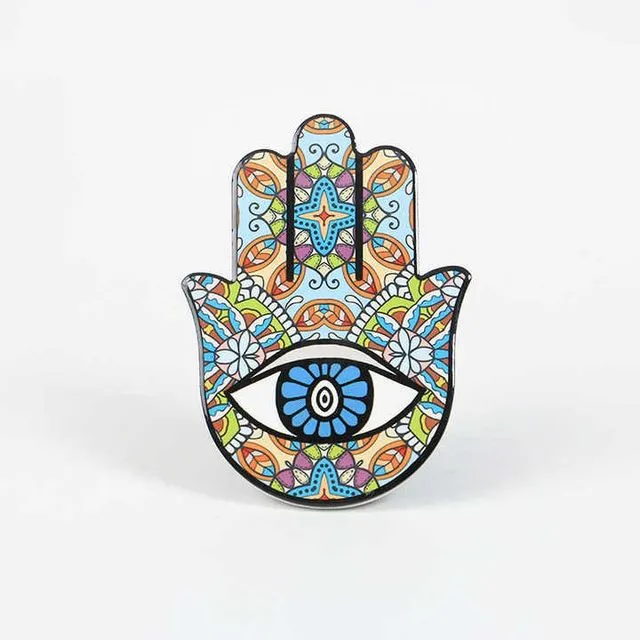 Perfect artistic gift Ceramic Drinks Magnetic Coasters Holder Slice Hamsa Hand Eye For Home Decor