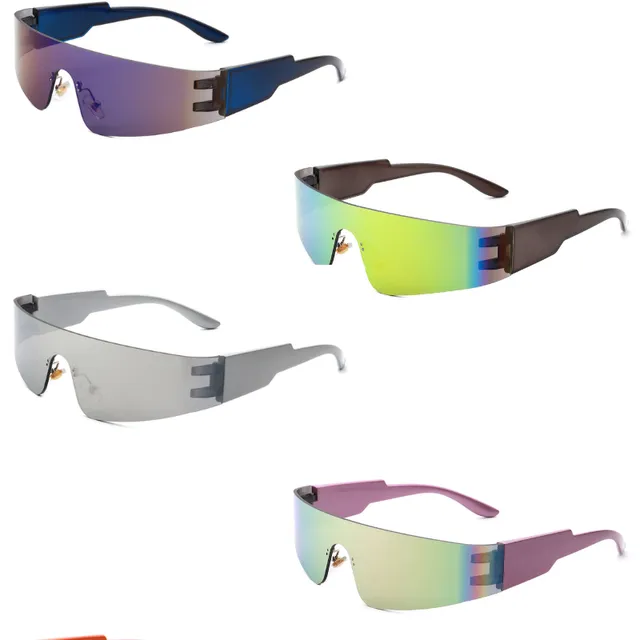 Rectangle Rimless Retro Shield Frameless Fashion Sunglasses