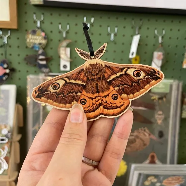 Emperor Moth Wooden Decoration