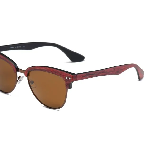 S2001 - Classic Half Frame Round Cat Eye Sunglasses