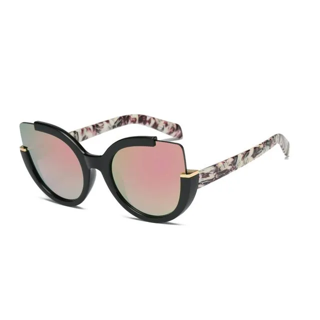S2053 - Women Round Cat Eye Sunglasses