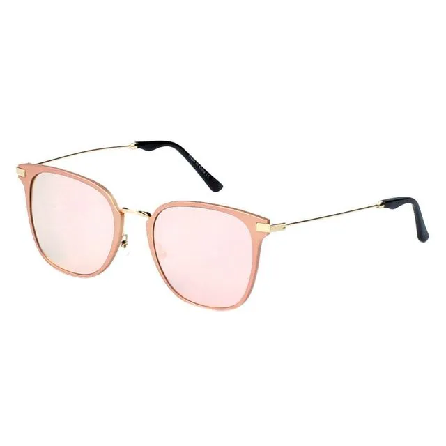 A22 Pillowed Rectangle Flat Lens Horned Rim Sunglasses