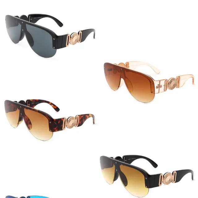 Classic Half Frame Retro Oversize Fashion Aviator Sunglasses