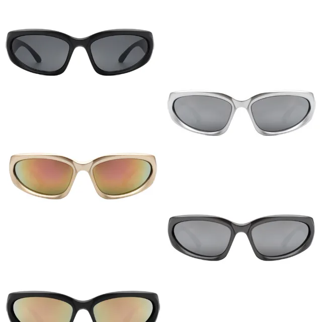 Sporty Rectangle Oval Y2K Wrap Around Fashion Sunglasses