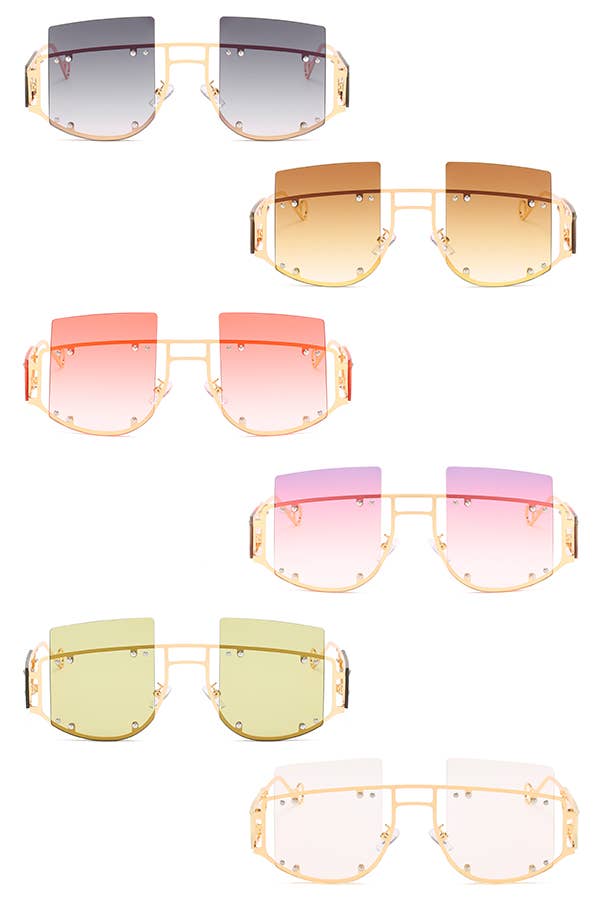 Square Oversize Large Tinted Flat Top Fashion Sunglasses