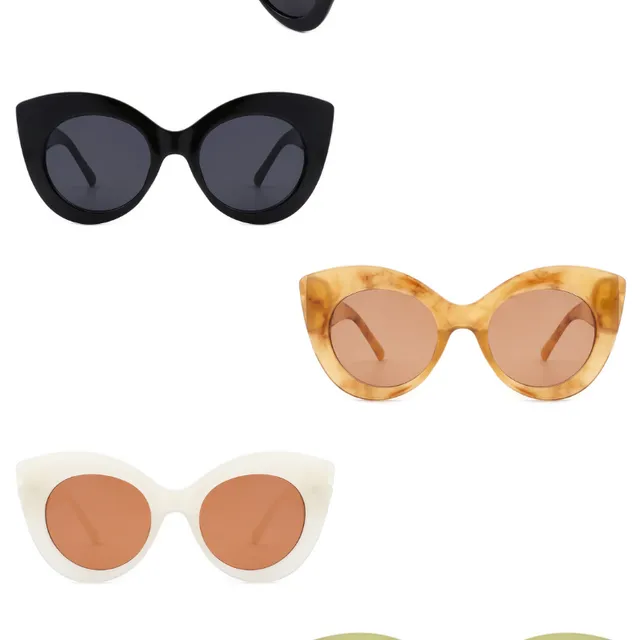 Women Retro Round Pearl Design Cat Eye Fashion Sunglasses