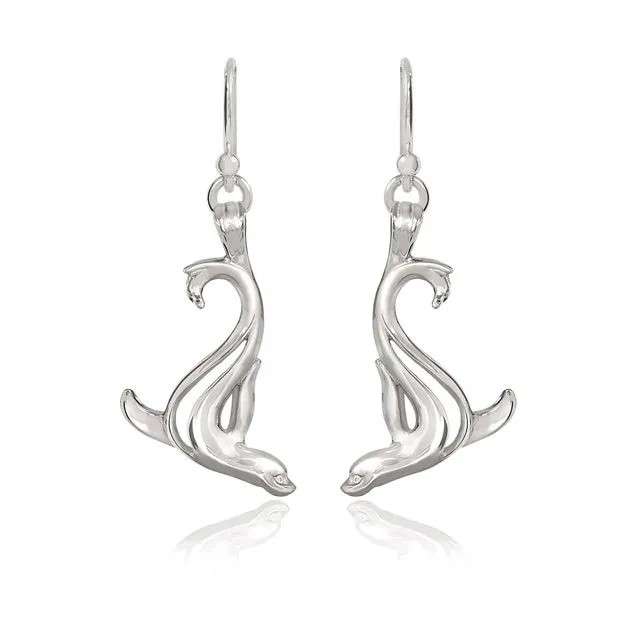 Sea Lion Earrings Sterling Silver- Sea Lion Drop Earrings for Girls, Sea Lion Dangle Earrings Sterling Silver, Beachy Earrings