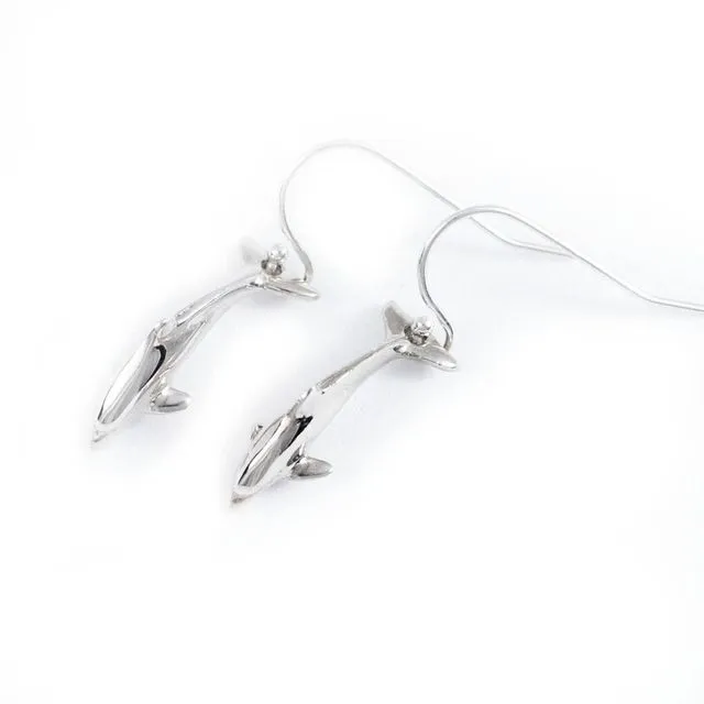 Dolphin  Drop Earrings Sterling Silver