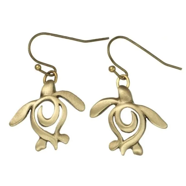 Bronze Turtle Drop Earrings for Women, Bronze Turtle Dangle Earrings, Honu Turtle Earrings for Women, Boho Jewelry, Bronze Jewelry