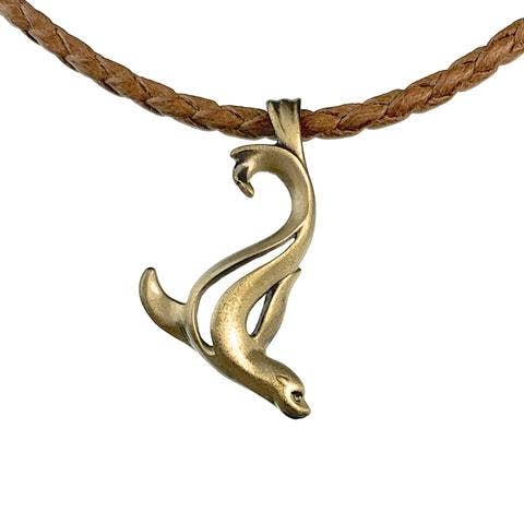 Sea Lion Necklace for Women, Bronze Sea Lion Pendant