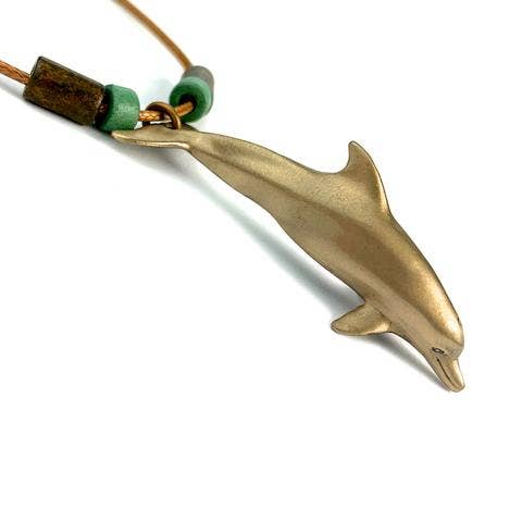 Realistic Dolphin Bronze w/Beads