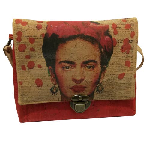 CORK BAG, Athena, Frida Kahlo Coral Theme