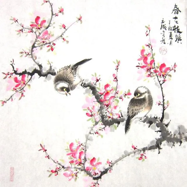 Reproduction Japanese Style Tile. Japan Bird Art depicted onto Ceramic Tile