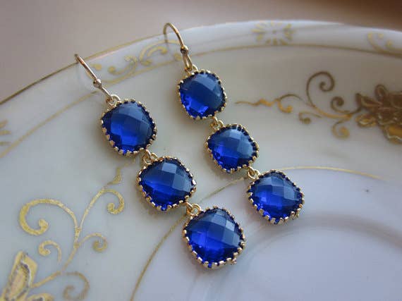 Cobalt Blue Earrings Gold