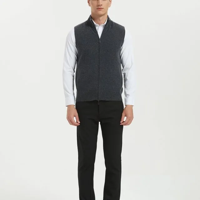 Men's Grade-A Cashmere Full-Zip Vest Sweater