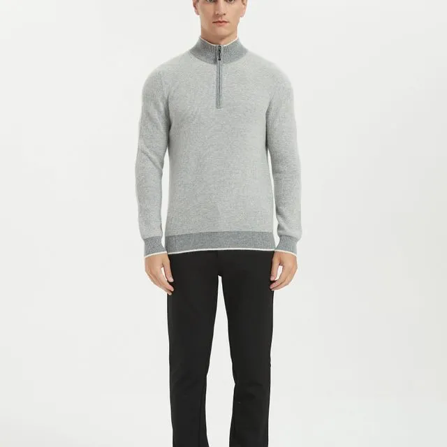 Men's Grade-A Cashmere Half-zip Sweater
