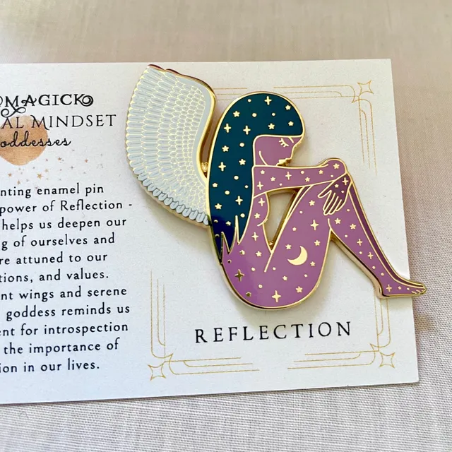 Goddess Of Reflection Enamel Pin, Purple And Gold