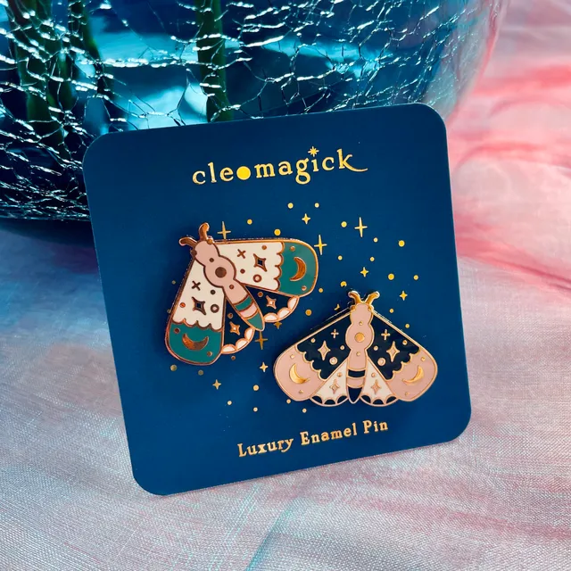 Lunar Love Moth Enamel Pin Gift Set