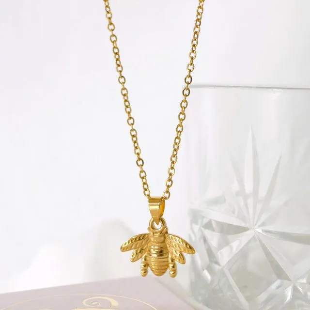 The Winged Bumblebee Pendant Necklace, Gold