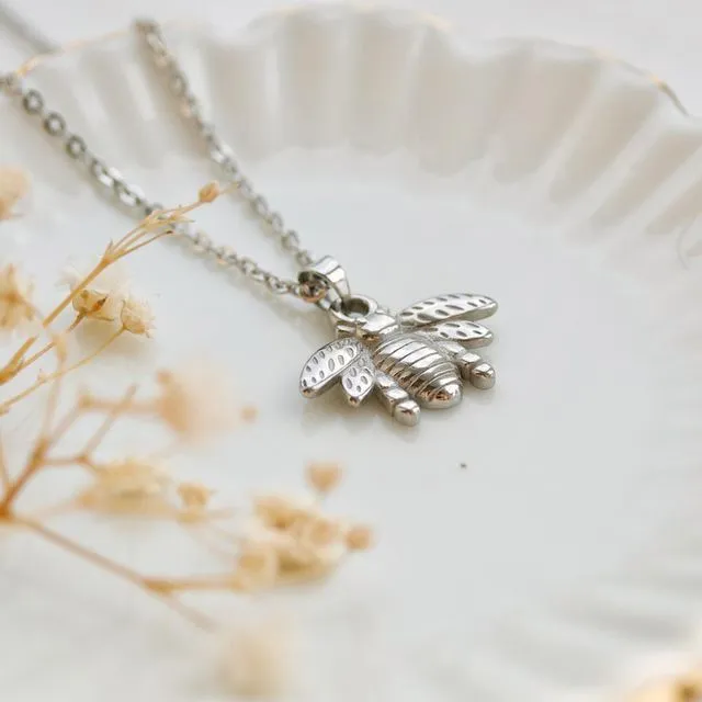 The Winged Bumblebee Pendant Necklace, Silver