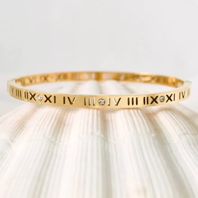 Time Roman Numeral Bracelet, Gold