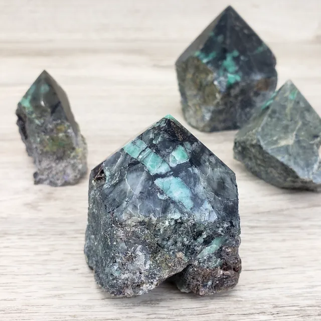 Wholesale Emerald Rough Pillars with Polished Tips 2 to 4" - Sold by Piece