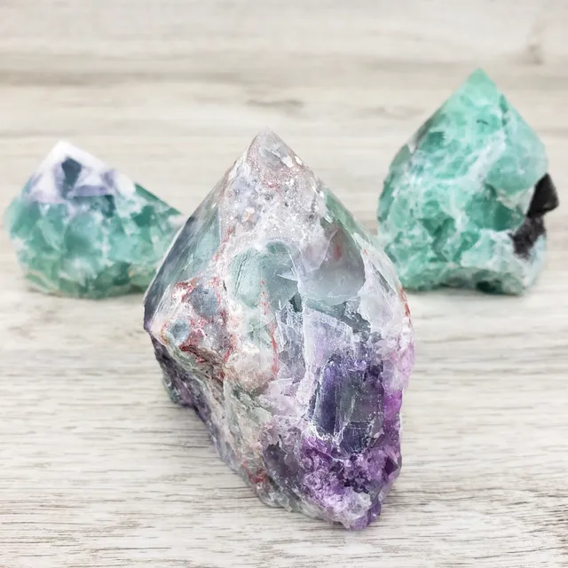 Wholesale Rainbow Fluorite Natural Pillars with Polished Tips 2-4" - Sold by Piece