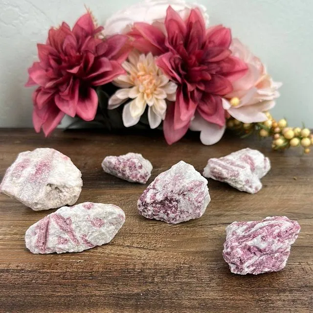 Wholesale Rough Pink Tourmaline Chunks with Lepidolite and Mica Inclusions 1-3"