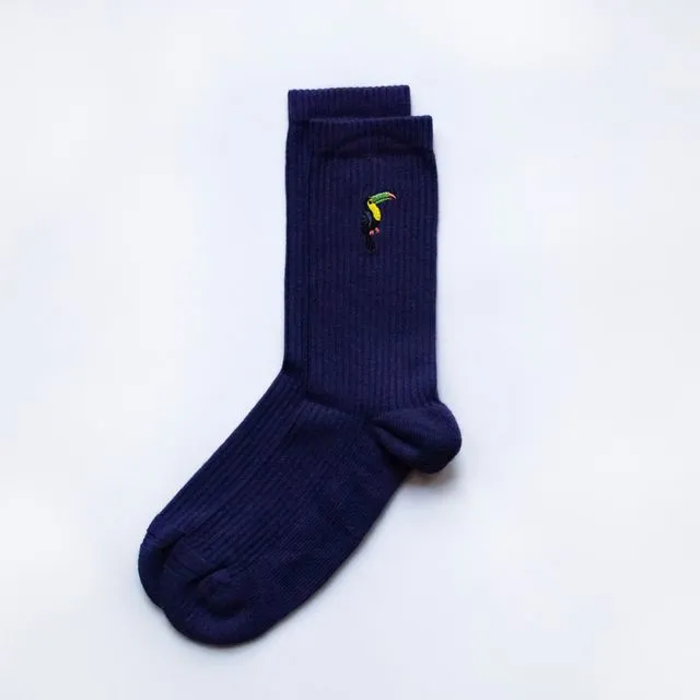 Toucan Socks | Ribbed Bamboo Socks | Deep Purple Socks