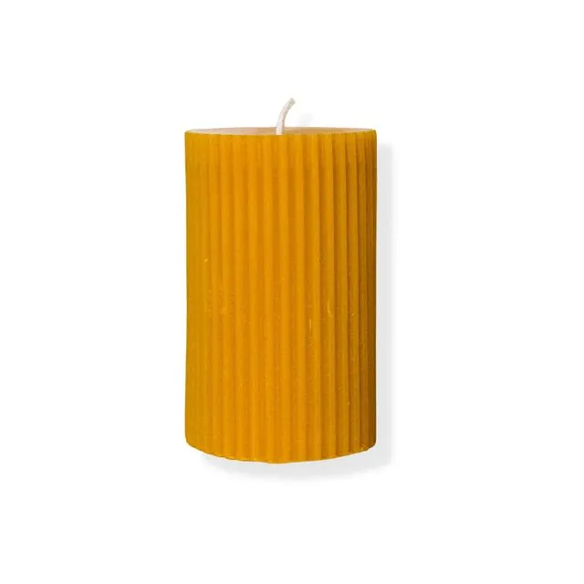 Beeswax Ribbed Pillar Candle