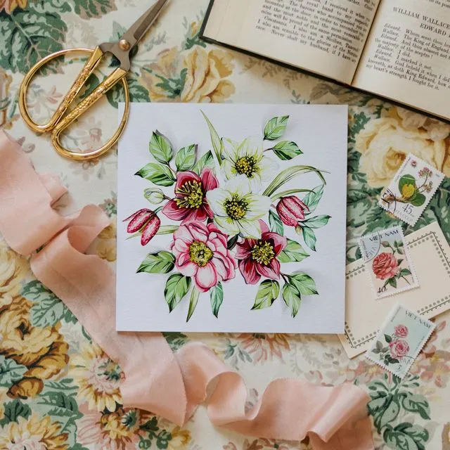 Luxury Pop Out Floral Watercolour Greeting Card