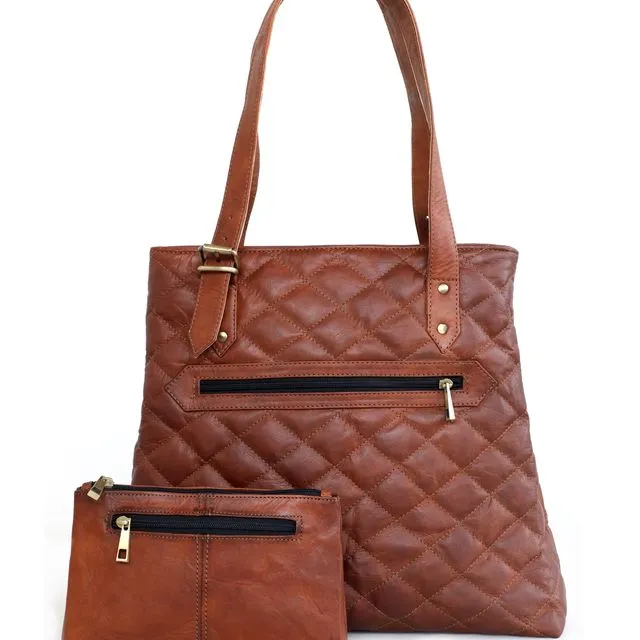 Combo Of 2 Leather Woman Tote Bag with A small Purse