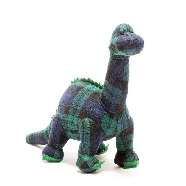 Diplodocus Dinosaur Soft Toy Blue Tartan