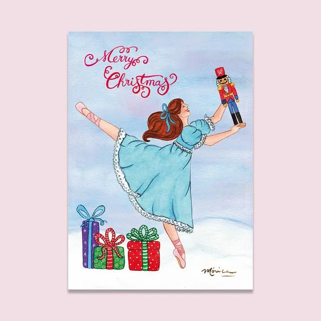 Nutcracker Ballet Clara Dancing with Toy 5x7 Greeting Card
