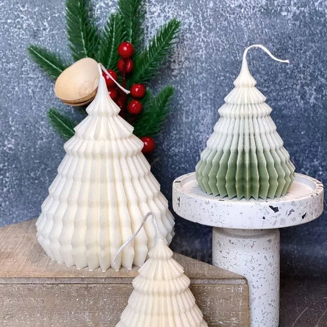 Origami Christmas Tree Candles | Holiday Decor